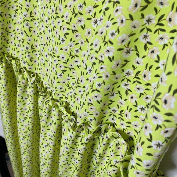 Topshop Sleeveless Floral Square Neck Drop Waist Midi Dress Tie Strap Size 8 - Picture 6 of 14